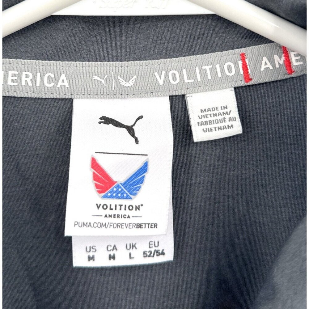 Puma Volition America Polo Shirt Men Medium Gray Performance Flag Pocket Stretch - Picture 2 of 5